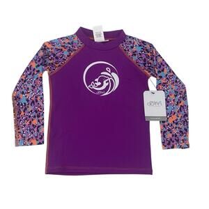 Dolfin Mock Neck Rash Guard Shirt For Girls Size 5 Color Purple / Multicolor NWT